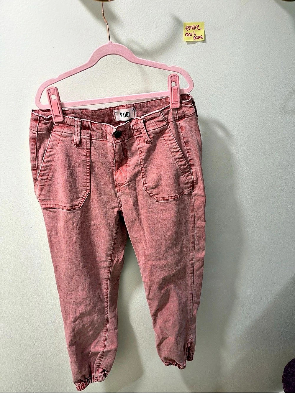 PAIGE Mayslie Jogger Ash Pink Ankle Cargo Pants Waist 28
